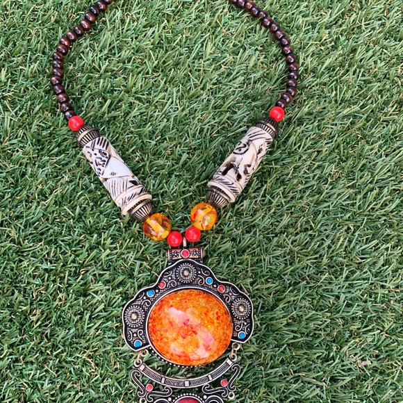 One piece unique handmade necklace wooden beads - Picture 5 of 5